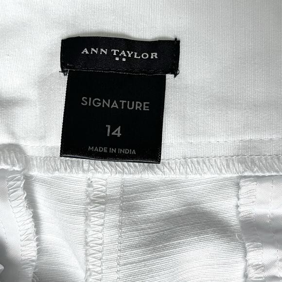 Ann Taylor Factory Signature Pants Womens 14 White Cotton Blend Stretch - Picture 5 of 12